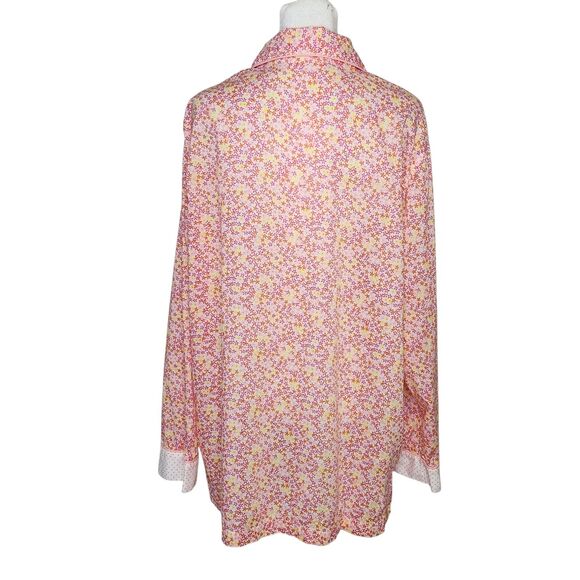 Victorias Secret Pajama Top Womens Large Button Down Pink Ditsy Floral Polka Dot - Picture 4 of 10